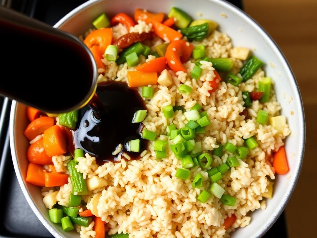 cooked brown rice to the pan with the vegetables