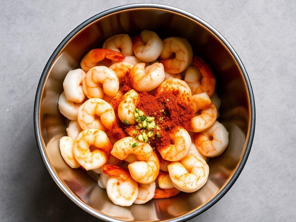 Prepare the Shrimp: In a large bowl, combine the shrimp, olive oil, minced garlic, chili powder, cumin, paprika, salt, and pepper. Mix well to coat the shrimp evenly.