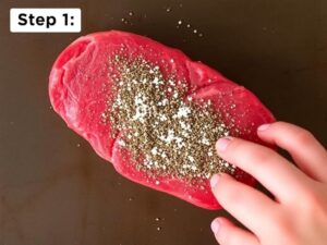 Step 1: Prepare the steak. Season generously with salt and pepper.