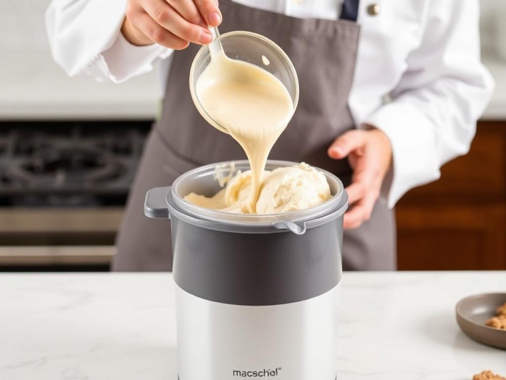 Pour the mixture into an ice cream maker and churn according to the manufacturer’s instructions