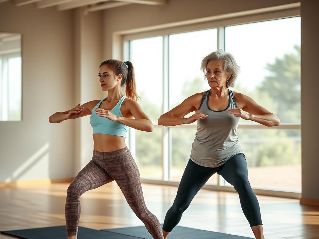 Person performing a full-body workout routines with dumbbells in a gym